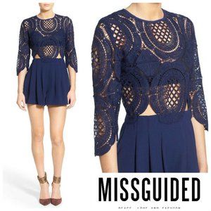 Missguided Navy Lace Top Romper